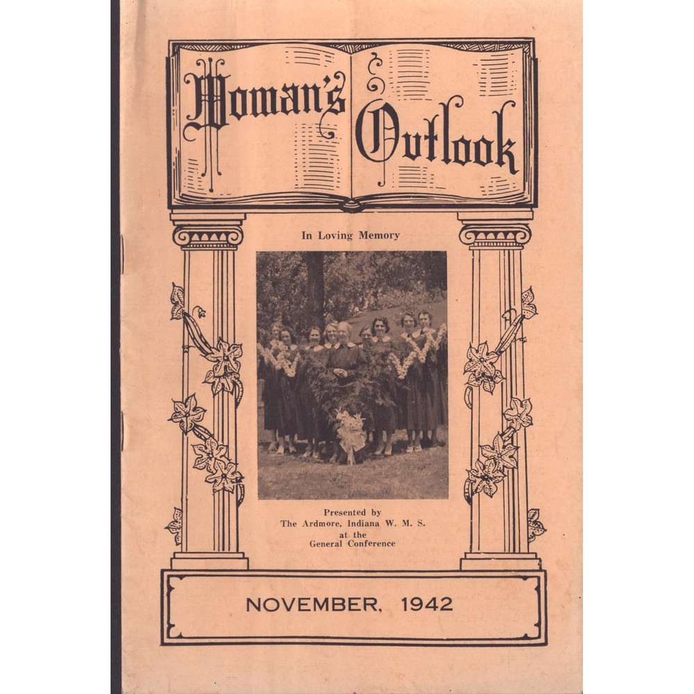 Vintage Woman's Outlook Magazine Nov 1942 Indiana W.M.S. Religious Periodical